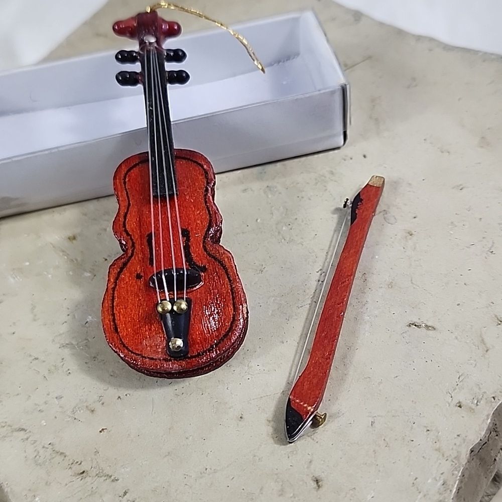 Violin and Box Boxed Ornament Set - Picture 3 of 6
